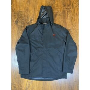 Tesla Motor Co Mens L Black Full Zip Jacket Outerwear Shell Polyester Spandex